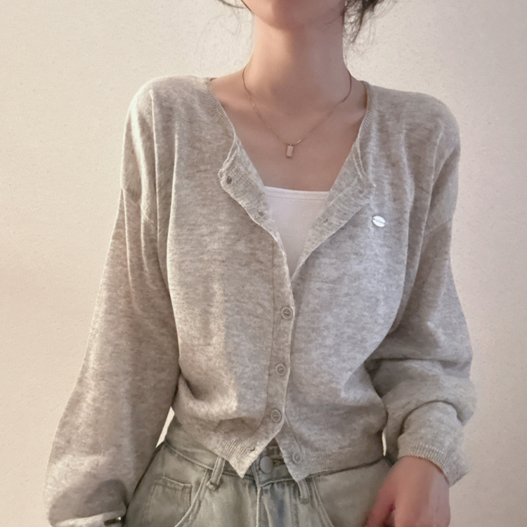 ペンダントリネンバルーンカーディガン(9color) LIGHT GRAY