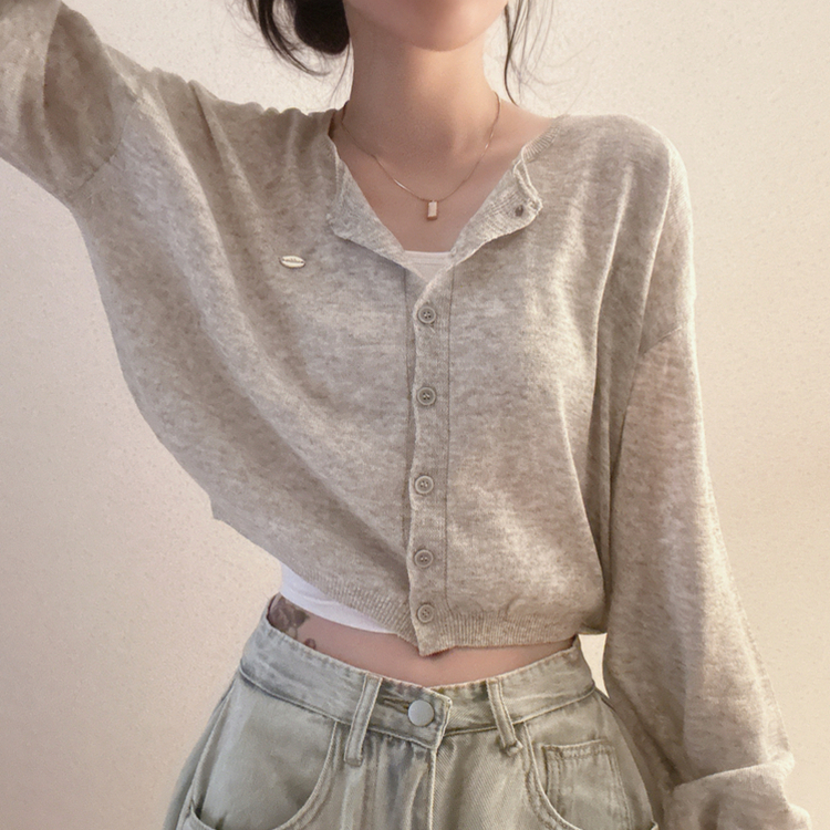 ペンダントリネンバルーンカーディガン(9color) LIGHT GRAY