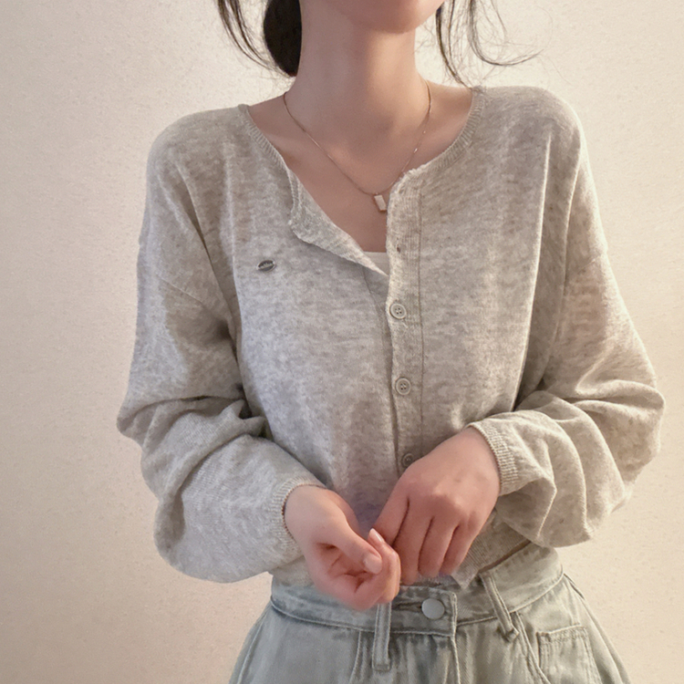 ペンダントリネンバルーンカーディガン(9color) LIGHT GRAY