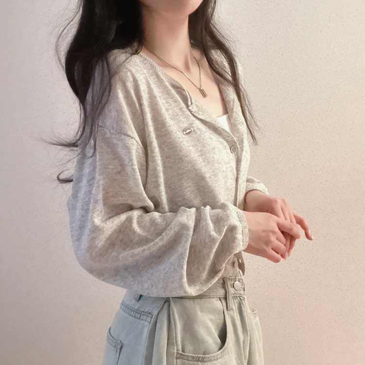 ペンダントリネンバルーンカーディガン(9color) LIGHT GRAY