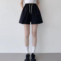 ショートパンツ 【丈別】ワッシャーナイロンパンツ(7color) BLACK