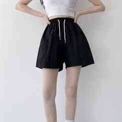 ショートパンツ 【丈別】ワッシャーナイロンパンツ(7color) BLACK