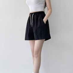 ショートパンツ 【丈別】ワッシャーナイロンパンツ(7color) BLACK