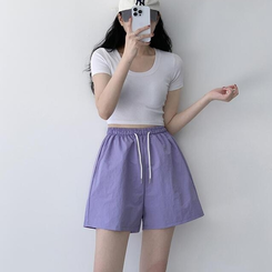 ショートパンツ 【丈別】ワッシャーナイロンパンツ(7color) PURPLE