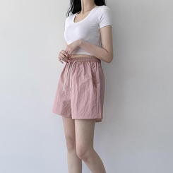 ショートパンツ 【丈別】ワッシャーナイロンパンツ(7color) PINK
