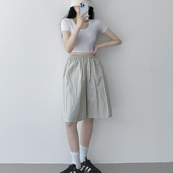 ショートパンツ 【丈別】ワッシャーナイロンパンツ(7color) BEIGE