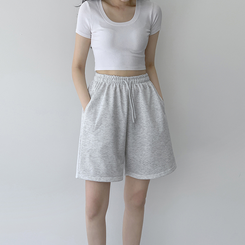 トレーニングパンツ 【丈別】トレーニングハーフパンツ MELANGE WHITE