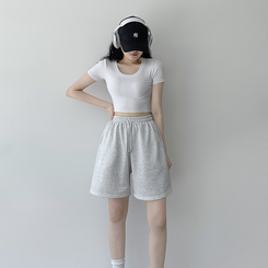 トレーニングパンツ 【丈別】トレーニングハーフパンツ MELANGE WHITE