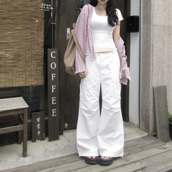 ワイド パラシュートナイロンストリングパンツ WHITE
