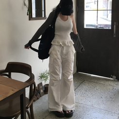 ワイド パラシュートナイロンストリングパンツ WHITE