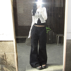ワイド パラシュートナイロンストリングパンツ BLACK