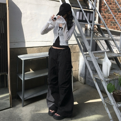 ワイド パラシュートナイロンストリングパンツ BLACK
