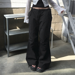 ワイド パラシュートナイロンストリングパンツ BLACK