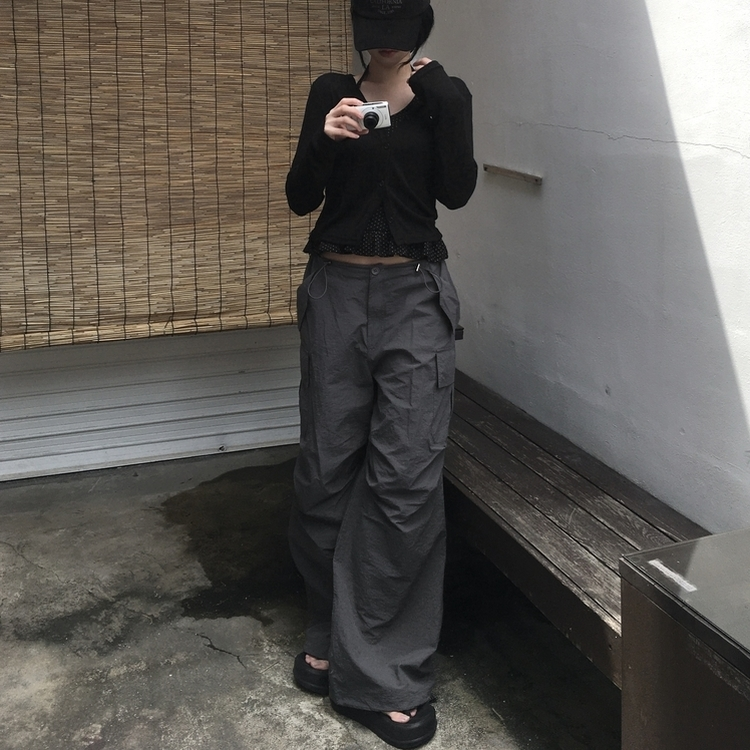 パラシュートナイロンストリングパンツ CHARCOAL