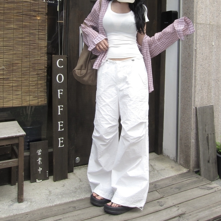 パラシュートナイロンストリングパンツ WHITE