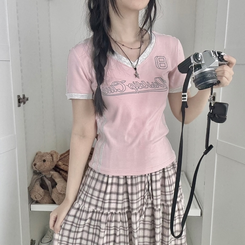 半袖Tシャツ ラインユニフォーム半袖Tシャツ(5color) PINK
