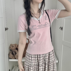 半袖Tシャツ ラインユニフォーム半袖Tシャツ(5color) PINK