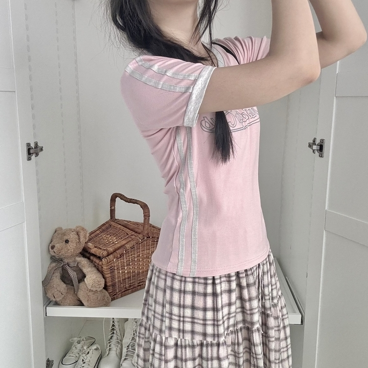ラインユニフォーム半袖Tシャツ(5color) PINK