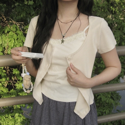 半袖Tシャツ レースレイヤード半袖Tシャツ BEIGE