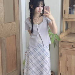 半袖Tシャツ レースレイヤード半袖Tシャツ LIGHT PURPLE