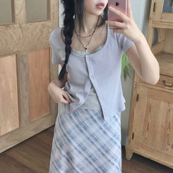半袖Tシャツ レースレイヤード半袖Tシャツ LIGHT PURPLE