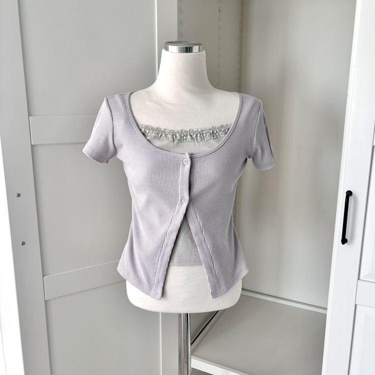 レースレイヤード半袖Tシャツ