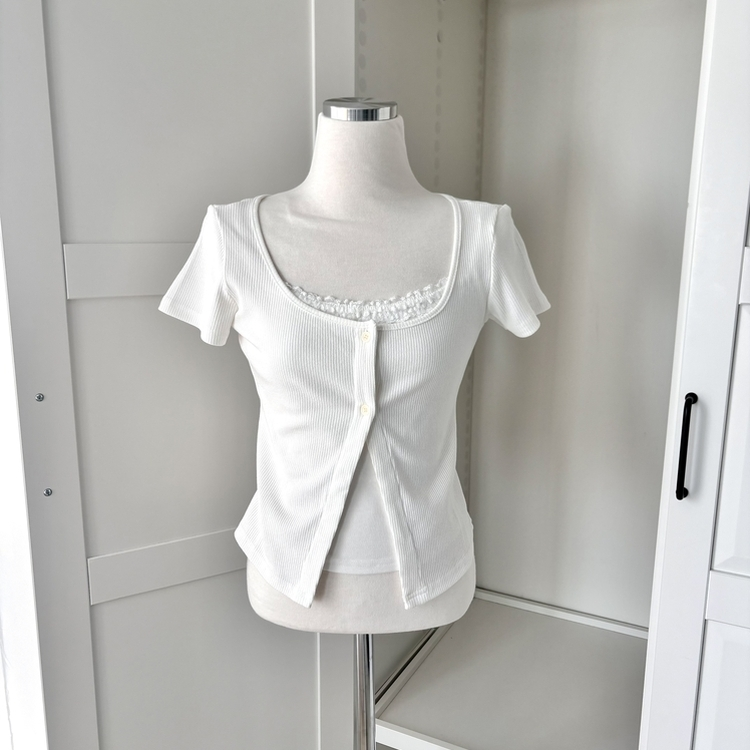 レースレイヤード半袖Tシャツ