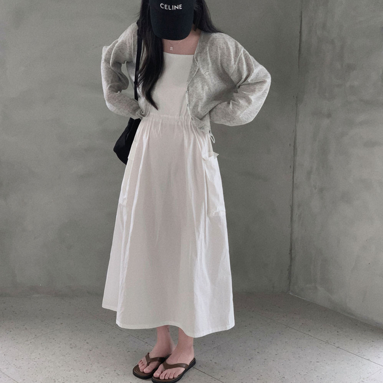 가볍고 시원한쿨썸머 린넨 팬던트 아방핏 크롭 가디건 연그레이