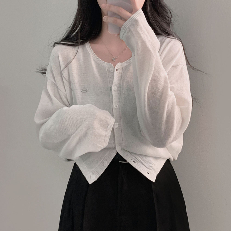 가볍고 시원한쿨썸머 린넨 팬던트 아방핏 크롭 가디건 아이보리