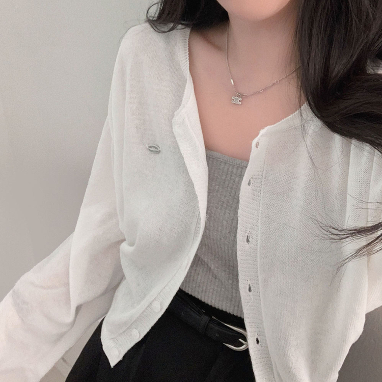 가볍고 시원한쿨썸머 린넨 팬던트 아방핏 크롭 가디건 아이보리