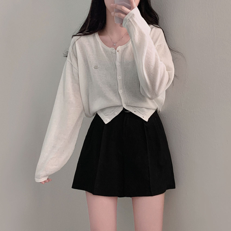 가볍고 시원한쿨썸머 린넨 팬던트 아방핏 크롭 가디건 아이보리