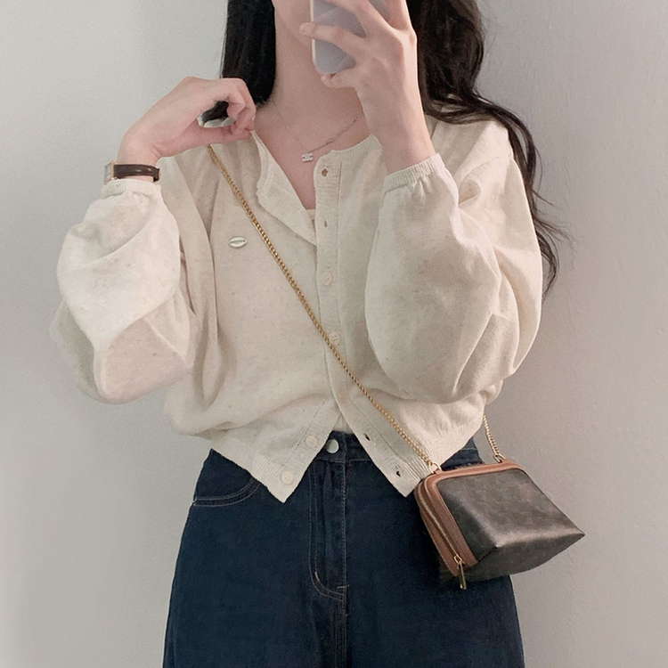 가볍고 시원한쿨썸머 린넨 팬던트 아방핏 크롭 가디건 마베이지