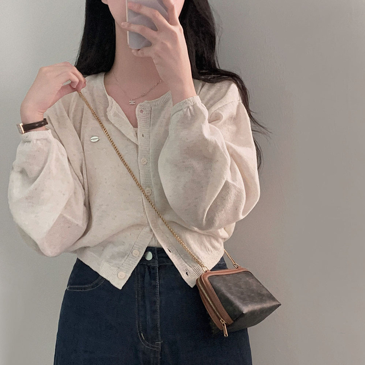 가볍고 시원한쿨썸머 린넨 팬던트 아방핏 크롭 가디건 마베이지