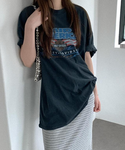 コットンプリンティング半袖Tシャツ BLACK