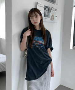 コットンプリンティング半袖Tシャツ BLACK