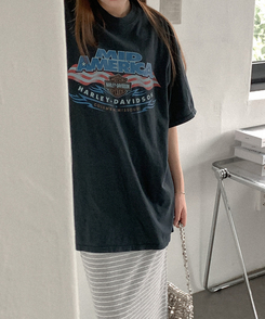 コットンプリンティング半袖Tシャツ BLACK