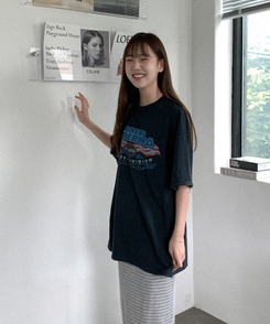 コットンプリンティング半袖Tシャツ BLACK