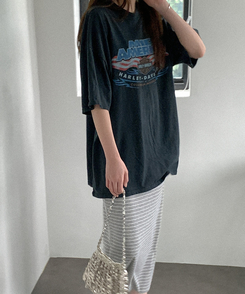 コットンプリンティング半袖Tシャツ BLACK