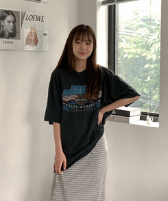コットンプリンティング半袖Tシャツ BLACK