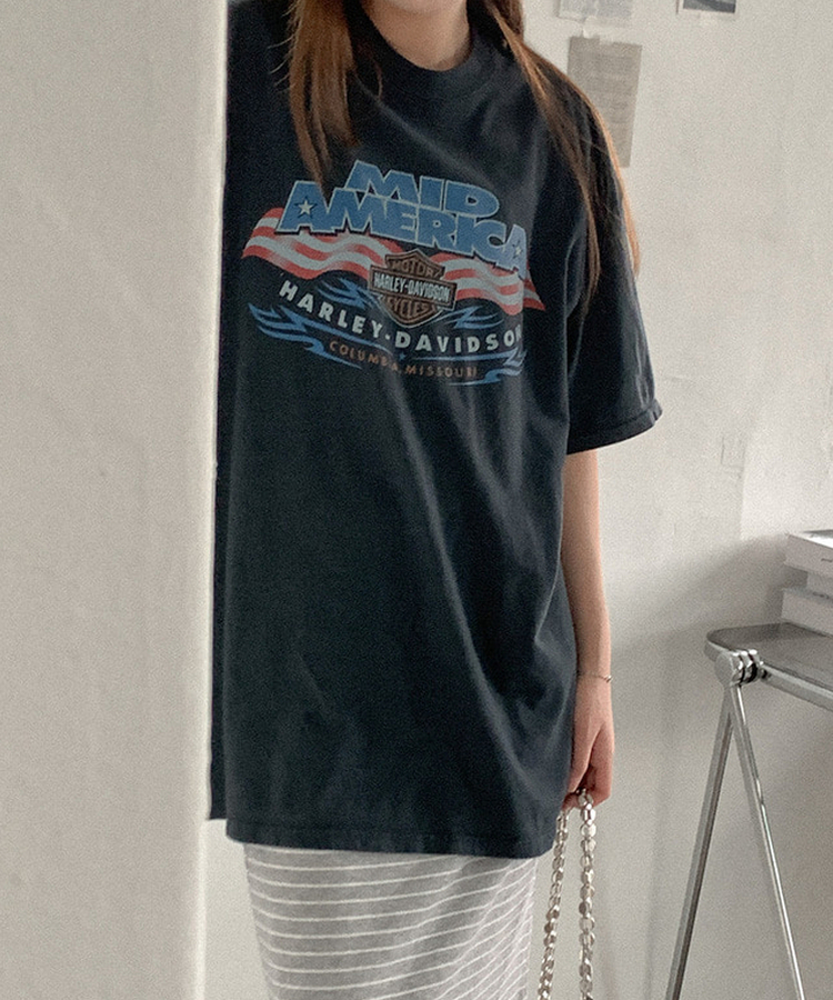 コットンプリンティング半袖Tシャツ BLACK