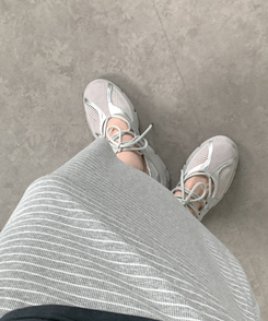 ミディ/ロングスカート ボーダーバンディングロングスカート(5color) GREY