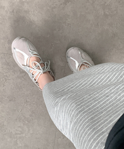 ミディ/ロングスカート ボーダーバンディングロングスカート(5color) GREY