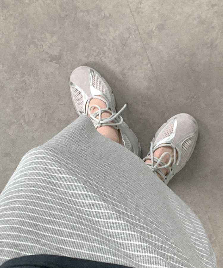 ボーダーバンディングロングスカート(5color) GREY