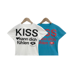 半袖Tシャツ バイカラーレタリングセミクロップ半袖Tシャツ