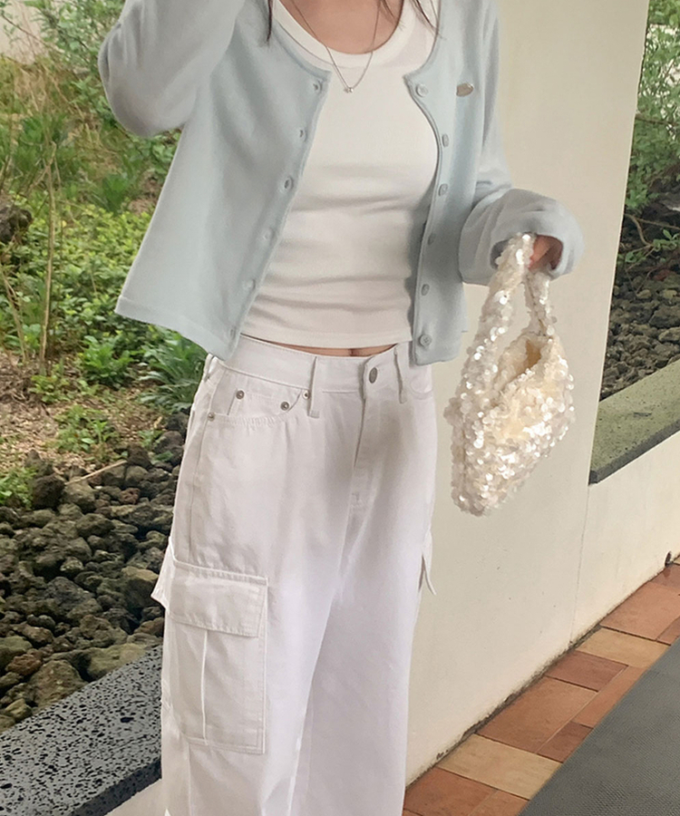 リネンクロップニットカーディガン(8color) LIGHT BLUE