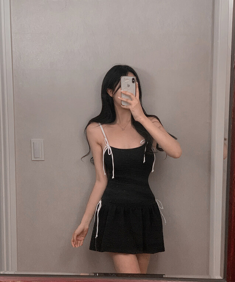 【カップ付き】バイカラーモノキニ BLACK
