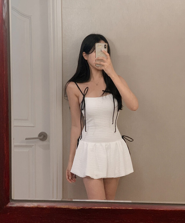 【カップ付き】バイカラーモノキニ WHITE
