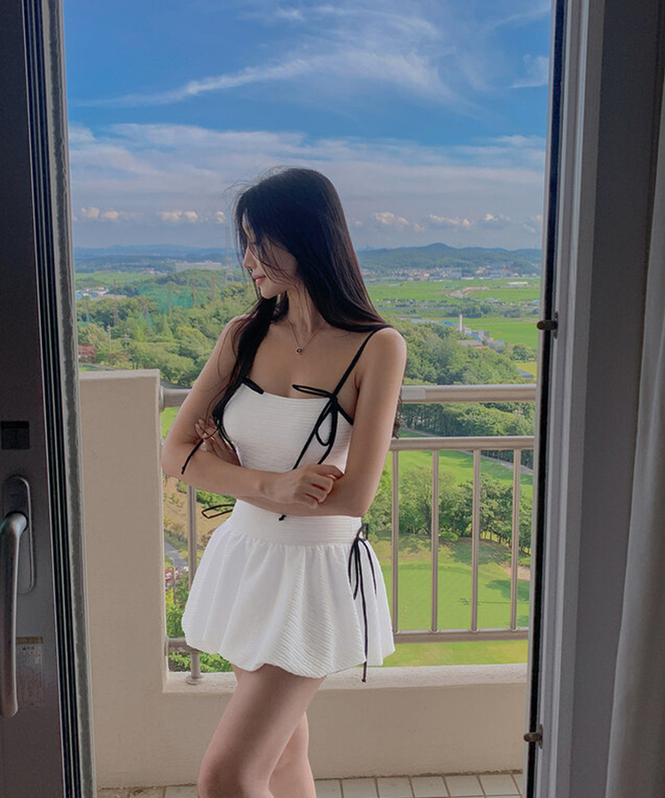 【カップ付き】バイカラーモノキニ WHITE
