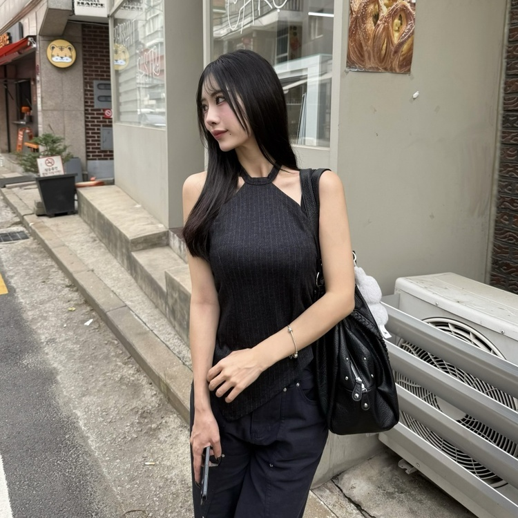 바잉투 절개 데님 팬츠 딥블루