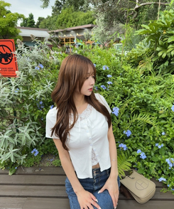 半袖Tシャツ レースレイヤードクロップカーディガン WHITE